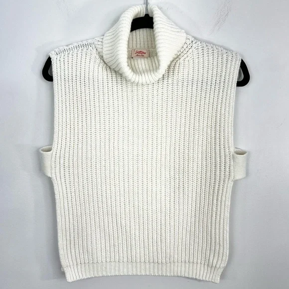 StilEstro Italy ivory cowl neck wool alpaca blend open side sleeveless sweater - Picture 4 of 14